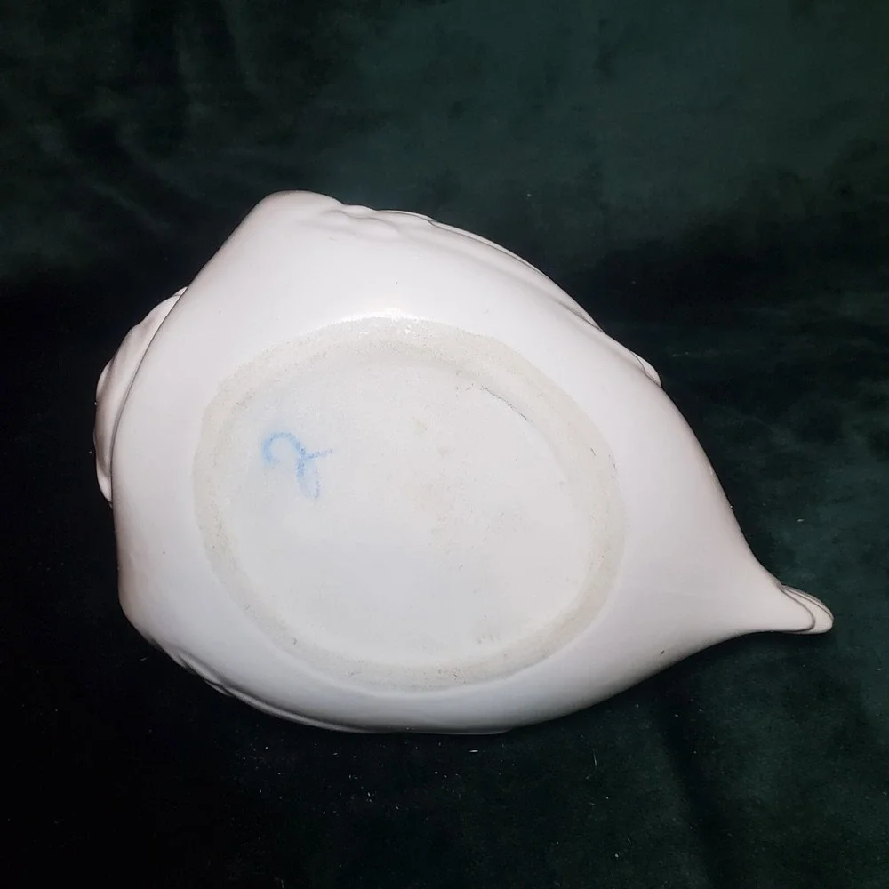 Ceramic Long Neck Swan With Rope Twine Wrapped Neck Candy Trinket Dish Unbranded